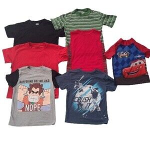 Boys 7 Pcs Summer Bundle T Shirts Rash Guard Tank Top Size XS 4